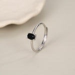 Black Onyx Prong Set Oval Cut Gemstone Ring