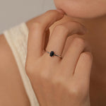 Black Onyx Prong Set Oval Cut Gemstone Ring
