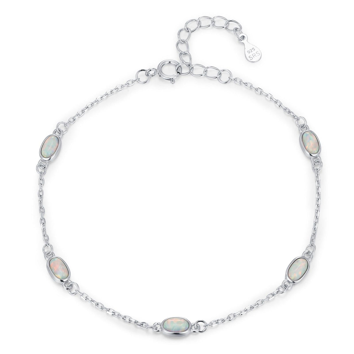 White Opal Oval Station Bracelet