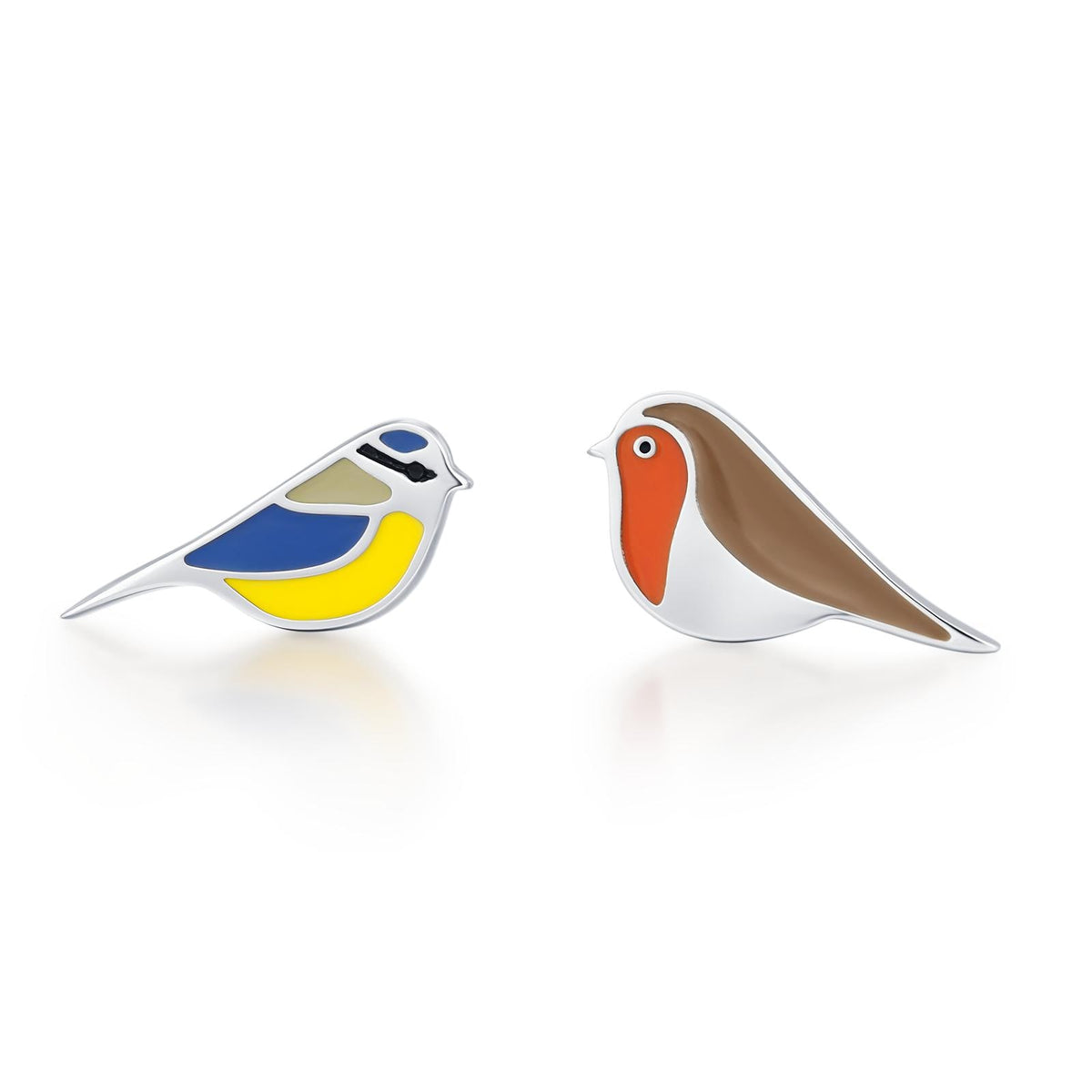Sterling Silver Mismatched Bird 16G Flat Back Earrings