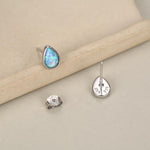Blue Opal Droplet Stud Earrings in Sterling Silver