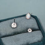 White Opal Droplet Stud Earrings in Sterling Silver