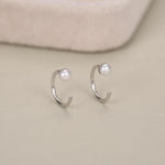 Sterling Silver Natural Pearl Open Hoop Earrings