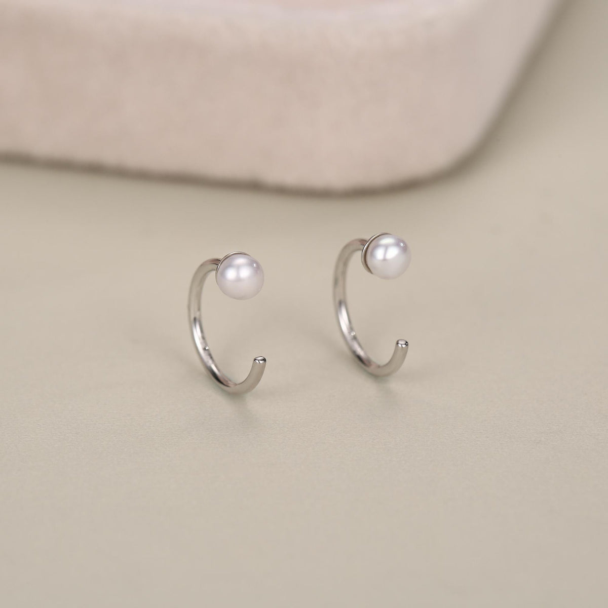 Sterling Silver Natural Pearl Open Hoop Earrings