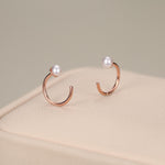 Sterling Silver Natural Pearl Open Hoop Earrings