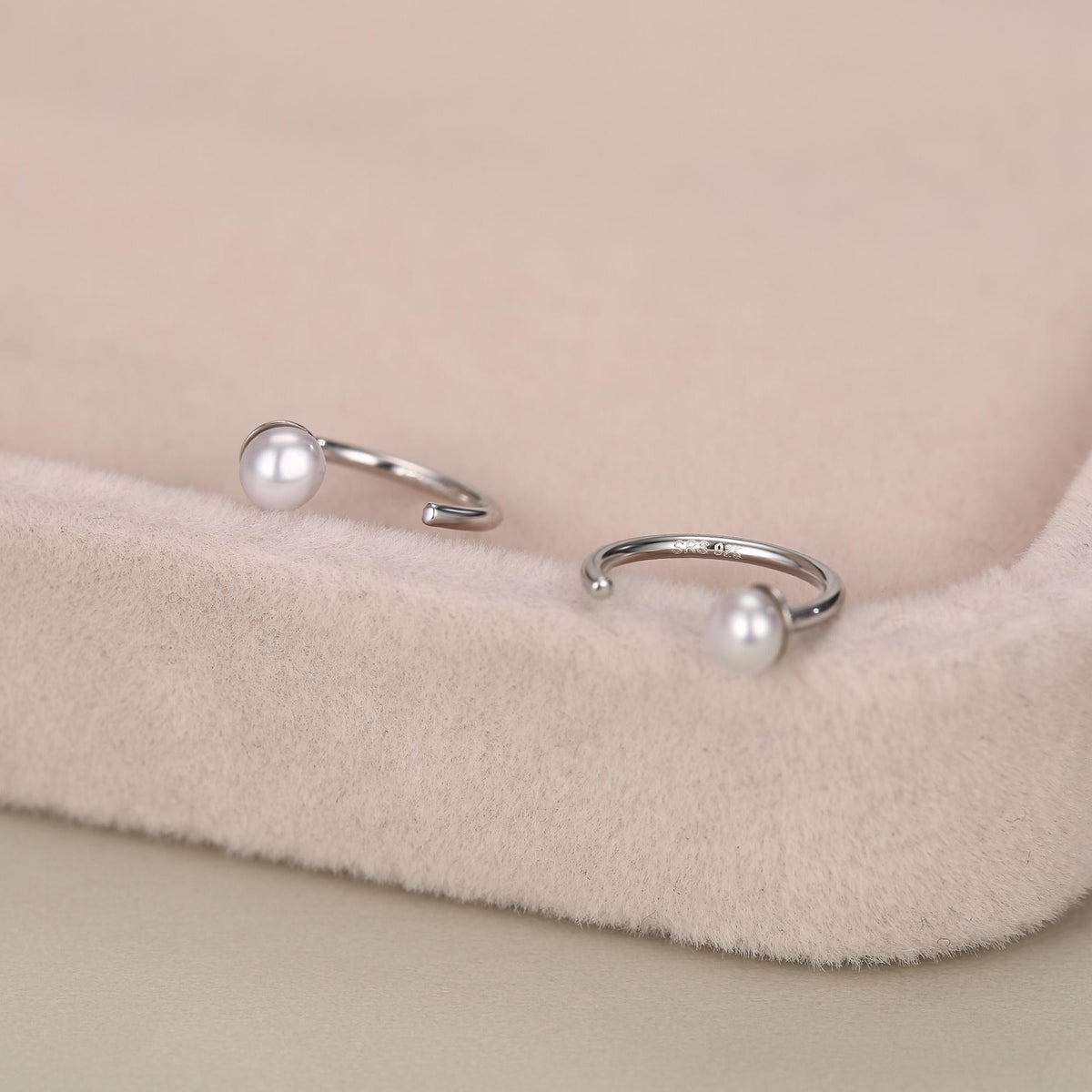 Sterling Silver Natural Pearl Open Hoop Earrings