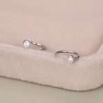 Sterling Silver Natural Pearl Open Hoop Earrings
