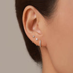Set of Three Sterling Silver Pearl and CZ Hoop Earrings