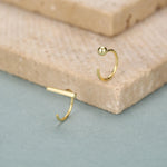 Sterling Silver Mismatched Bar and Sphere Open Hoop Earrings