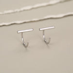 Sterling Silver Bar Open Hoop Earrings