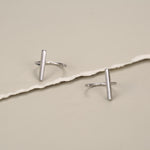 Sterling Silver Bar Open Hoop Earrings