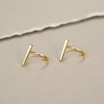 Sterling Silver Bar Open Hoop Earrings