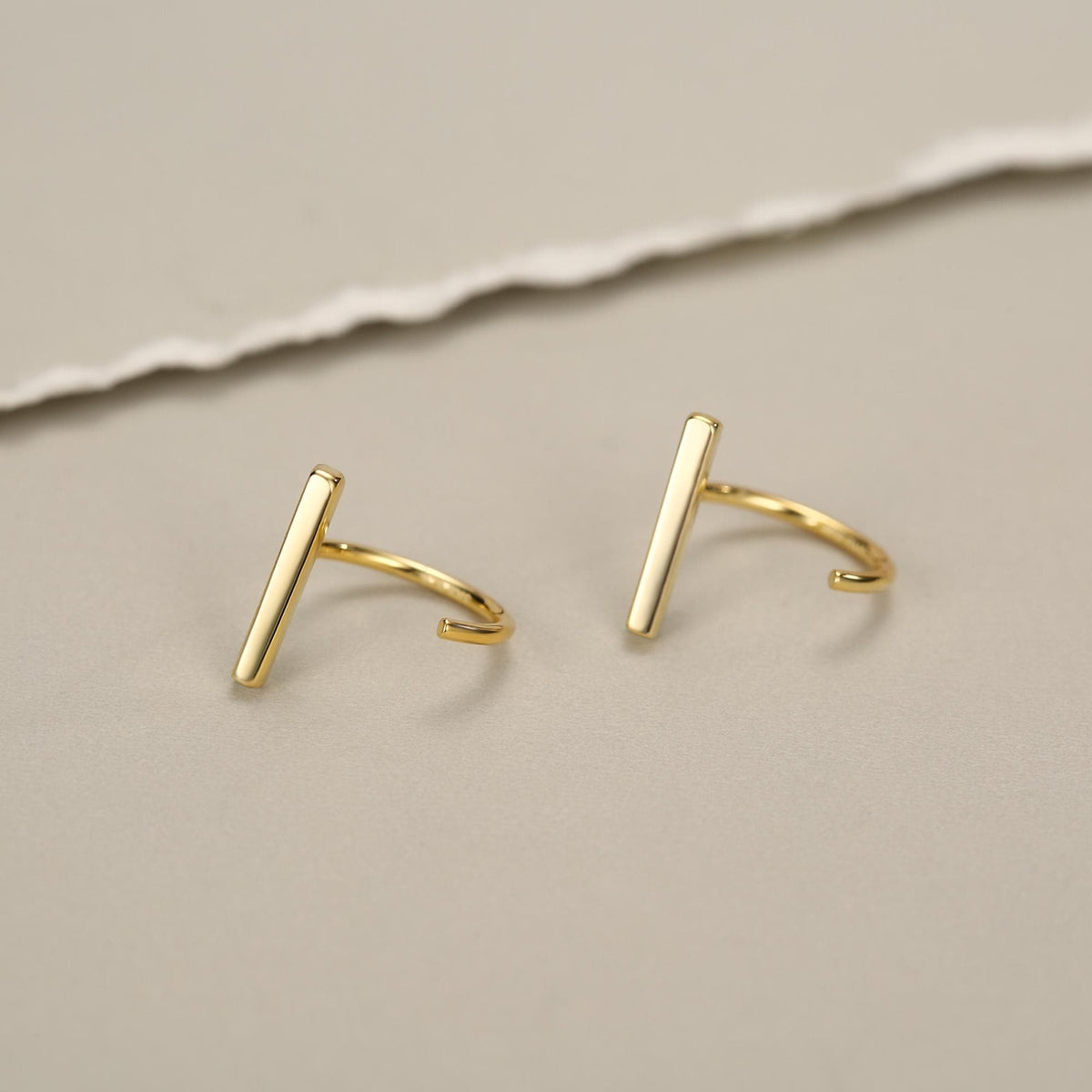Sterling Silver Bar Open Hoop Earrings