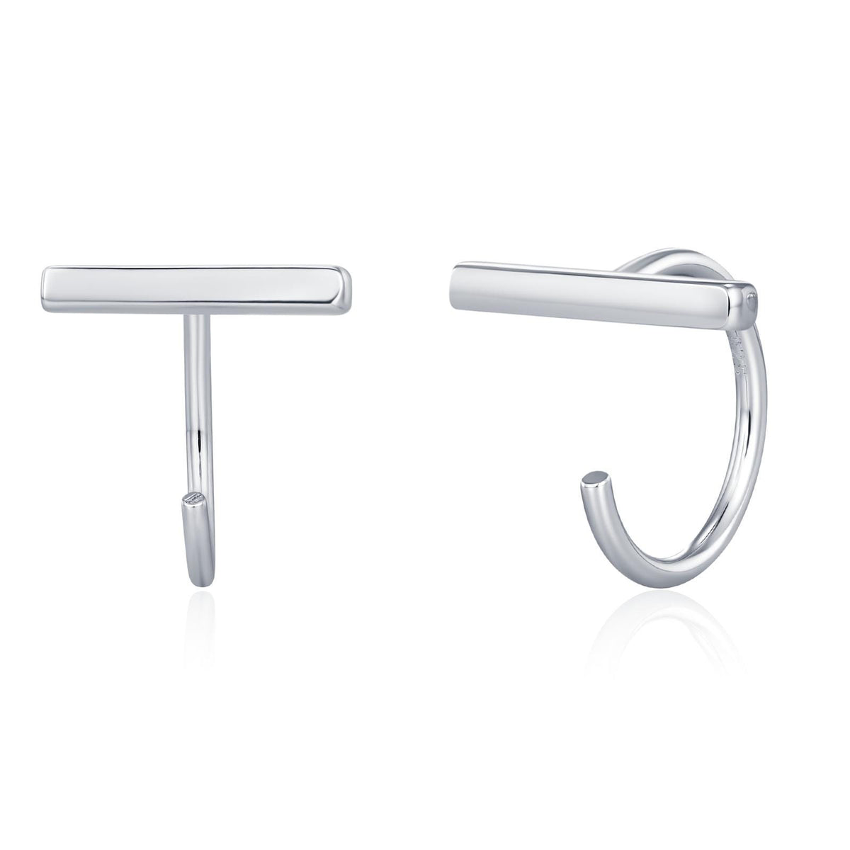 Sterling Silver Bar Open Hoop Earrings