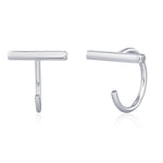 Sterling Silver Bar Open Hoop Earrings