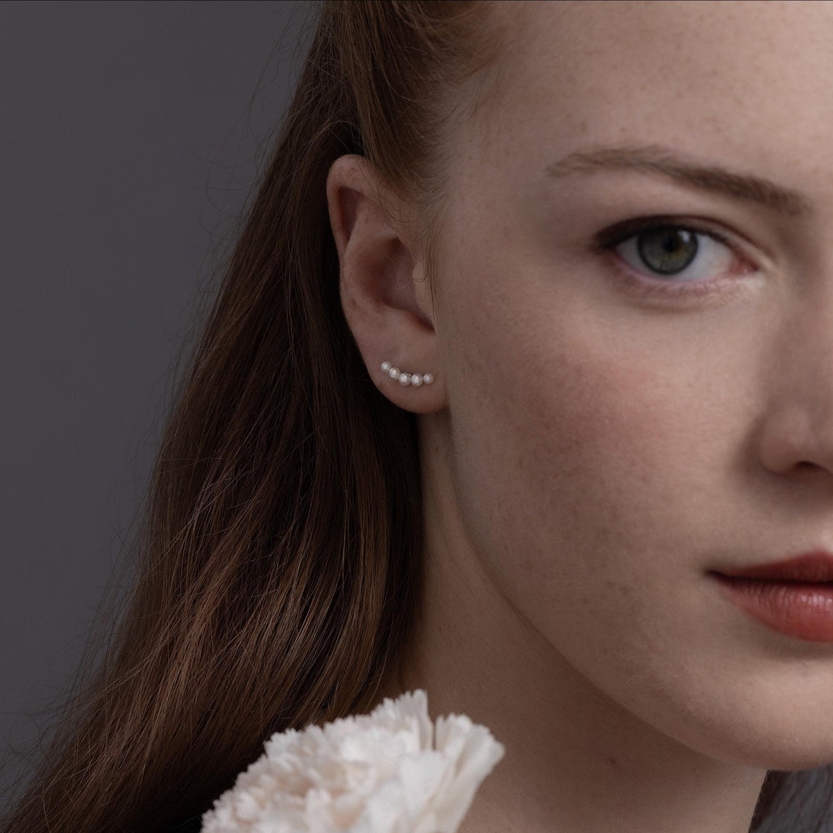 Freshwater Keshi Pearl Curved Bar Crawler Earrings