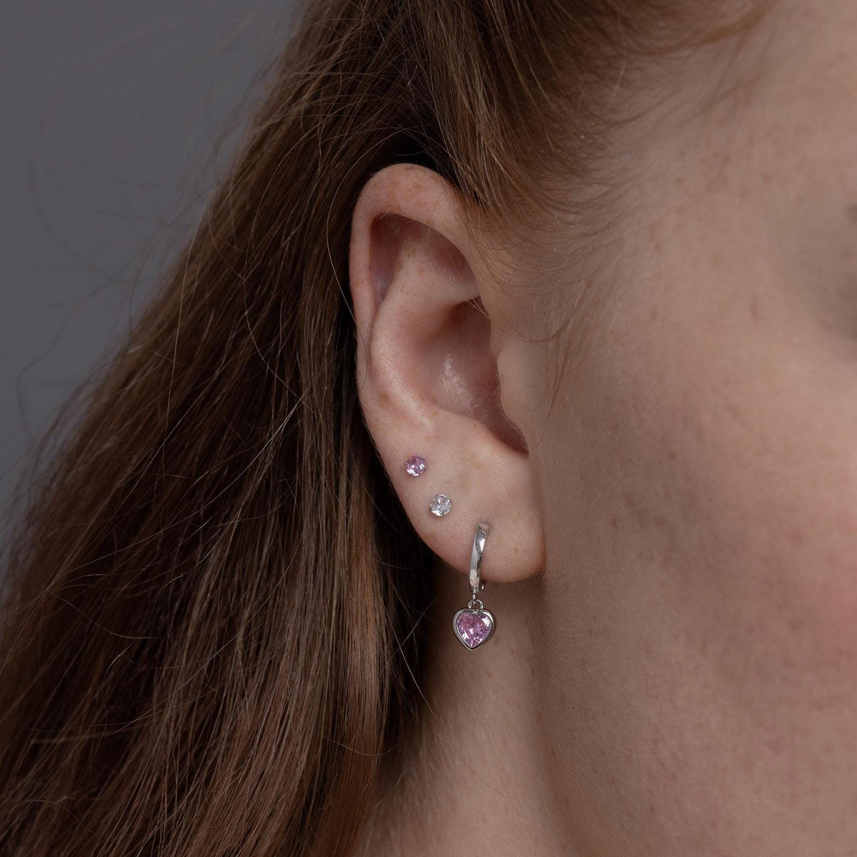 3mm Pink CZ Stud Earrings
