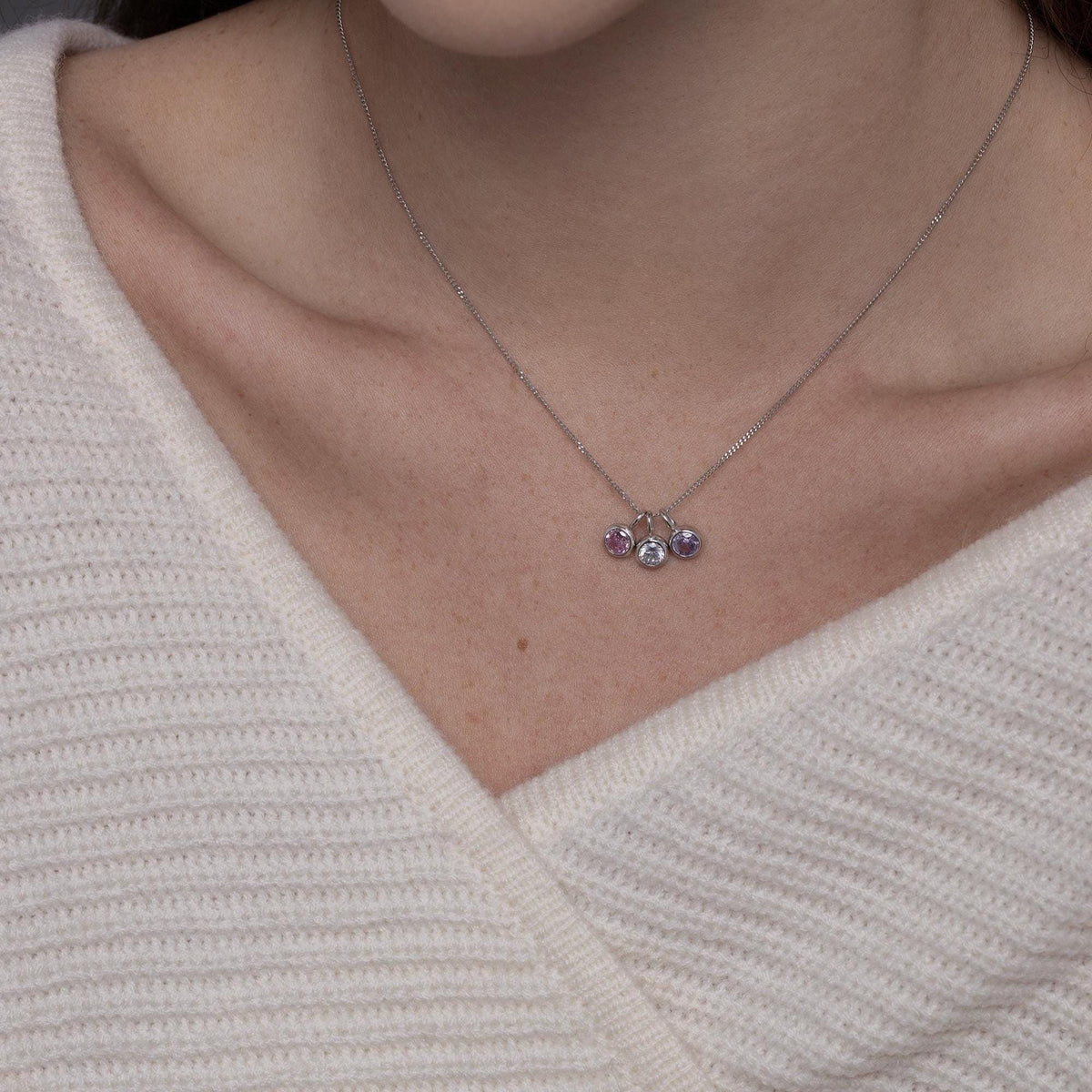 Tanzanite Blue CZ Bubble Pendant Necklace