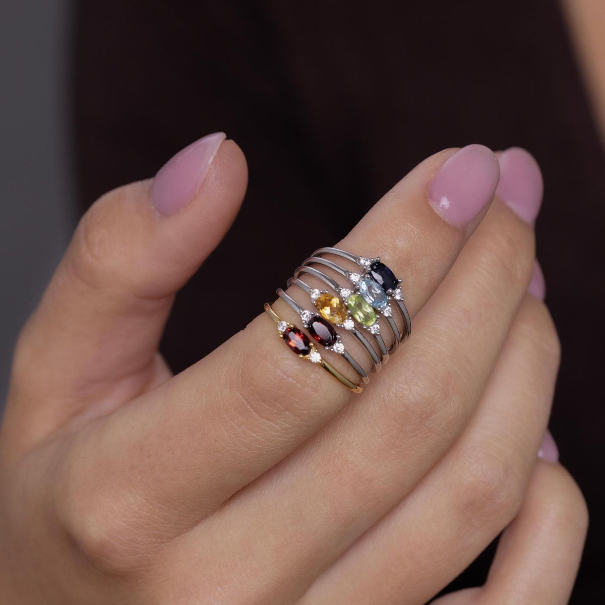 Citrine CZ Oval Cut Gemstone Ring