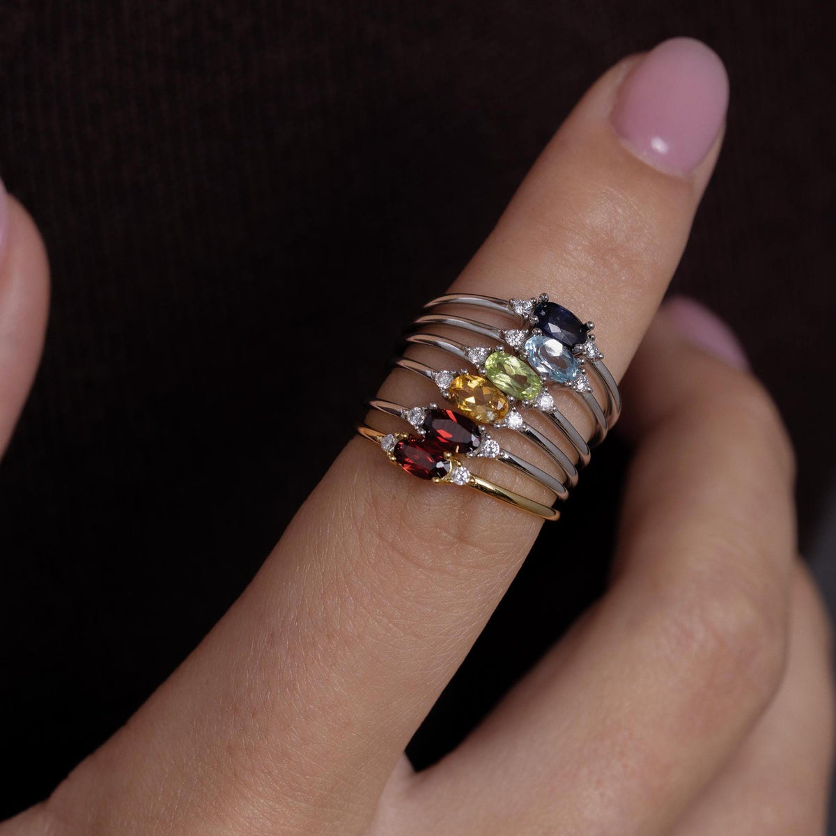 Peridot Oval Ring with CZ Accents