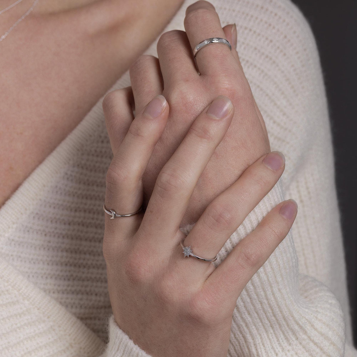 Starburst Motif Band Ring