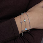 Enamel Forget Me Not Flower Trio Charm Bracelet