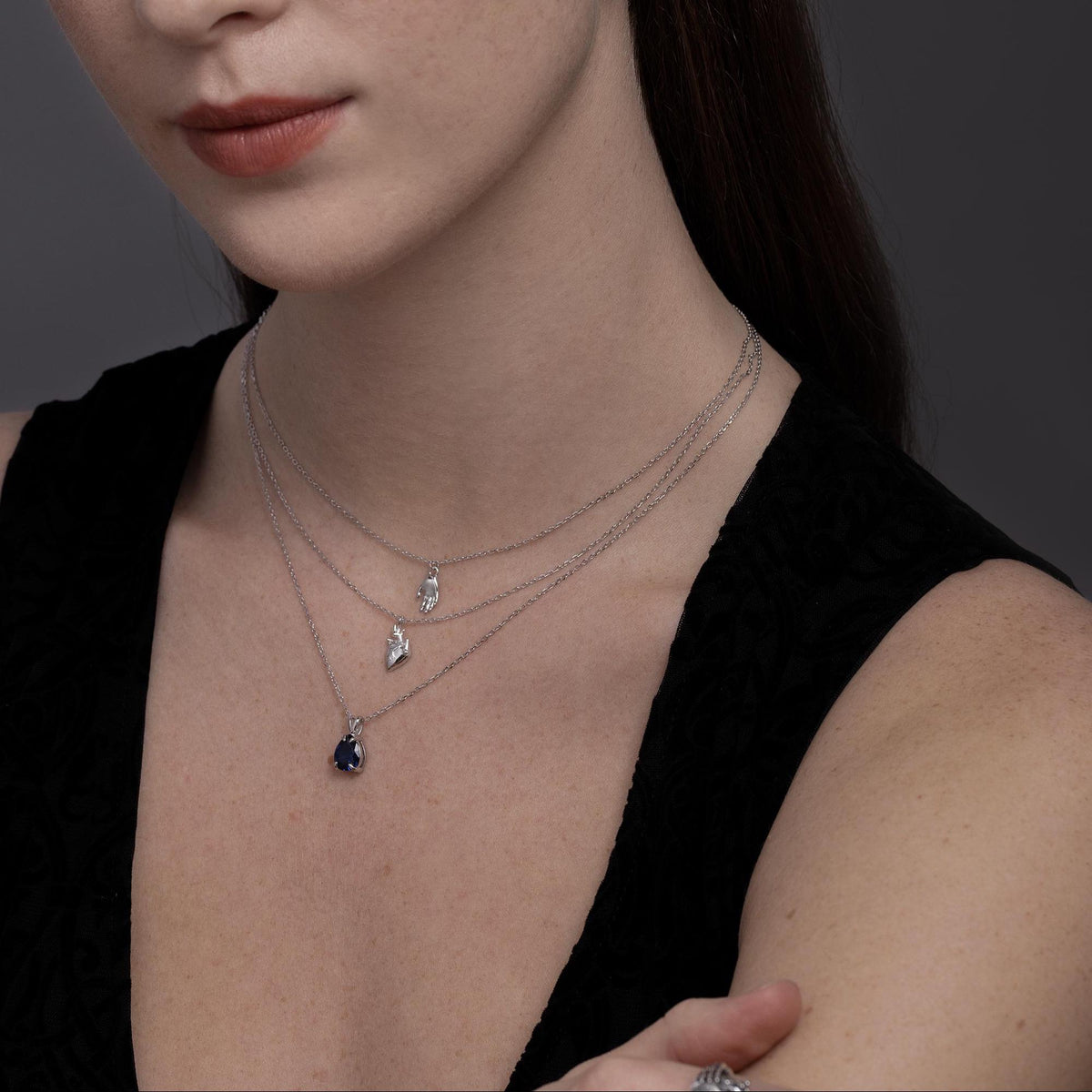 Moss Agate Pear Pendant Necklace
