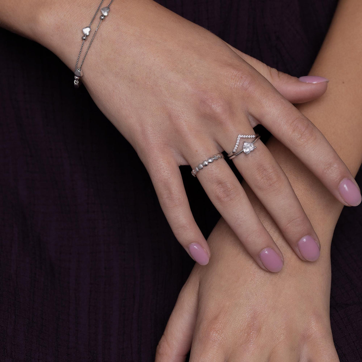 Skinny Heart Infinity Stacking Ring