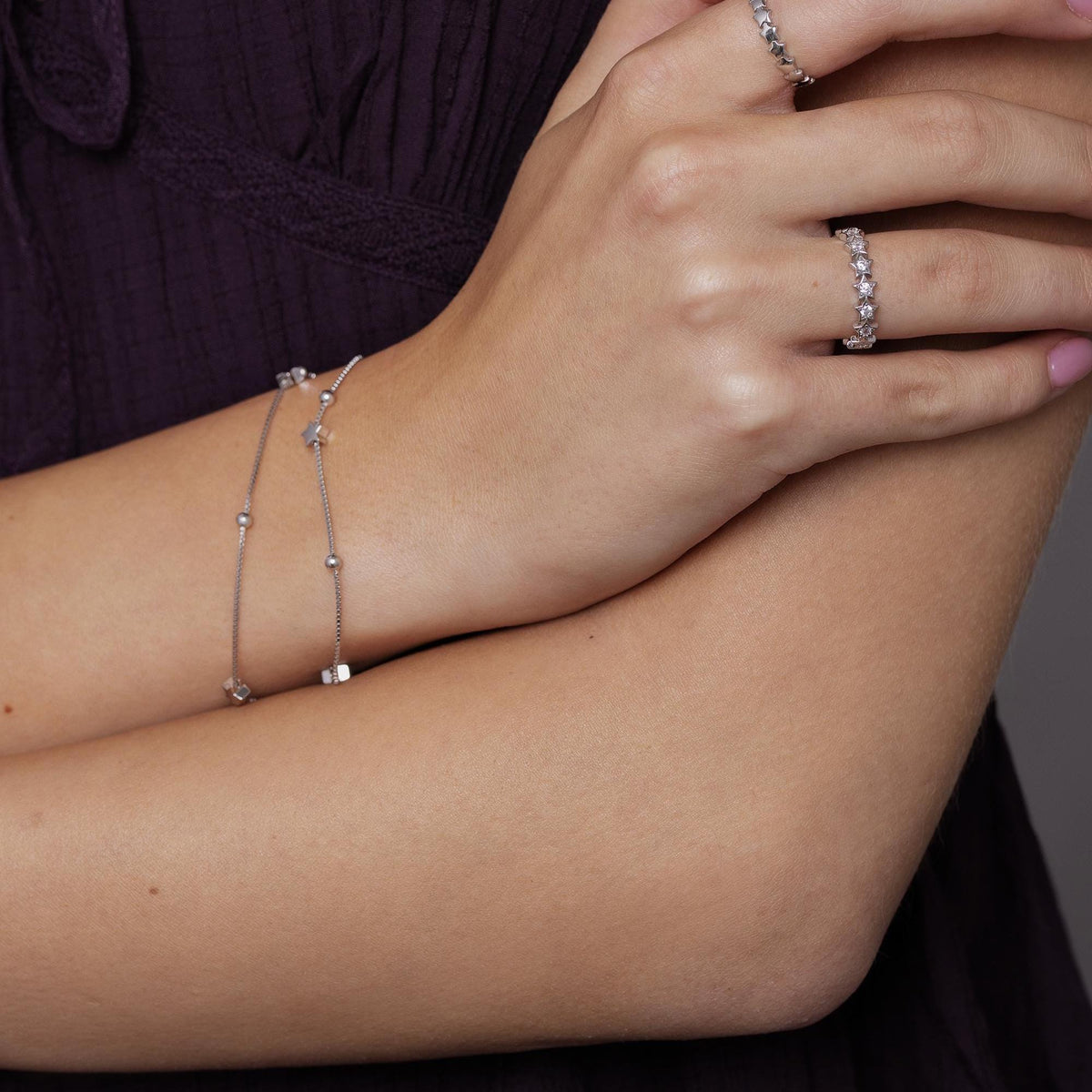 Sterling Silver Tiny Little Twinkle Stars Charm Bracelet, Anklet or Necklace - Adjustable - Sweet, Cute and Whimsical jewellery