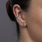 Extra Tiny Opal Trio Stud Earrings in Sterling Silver, Silver or Gold, Three Opal Trinity Stud, Opal trefoil Earrings