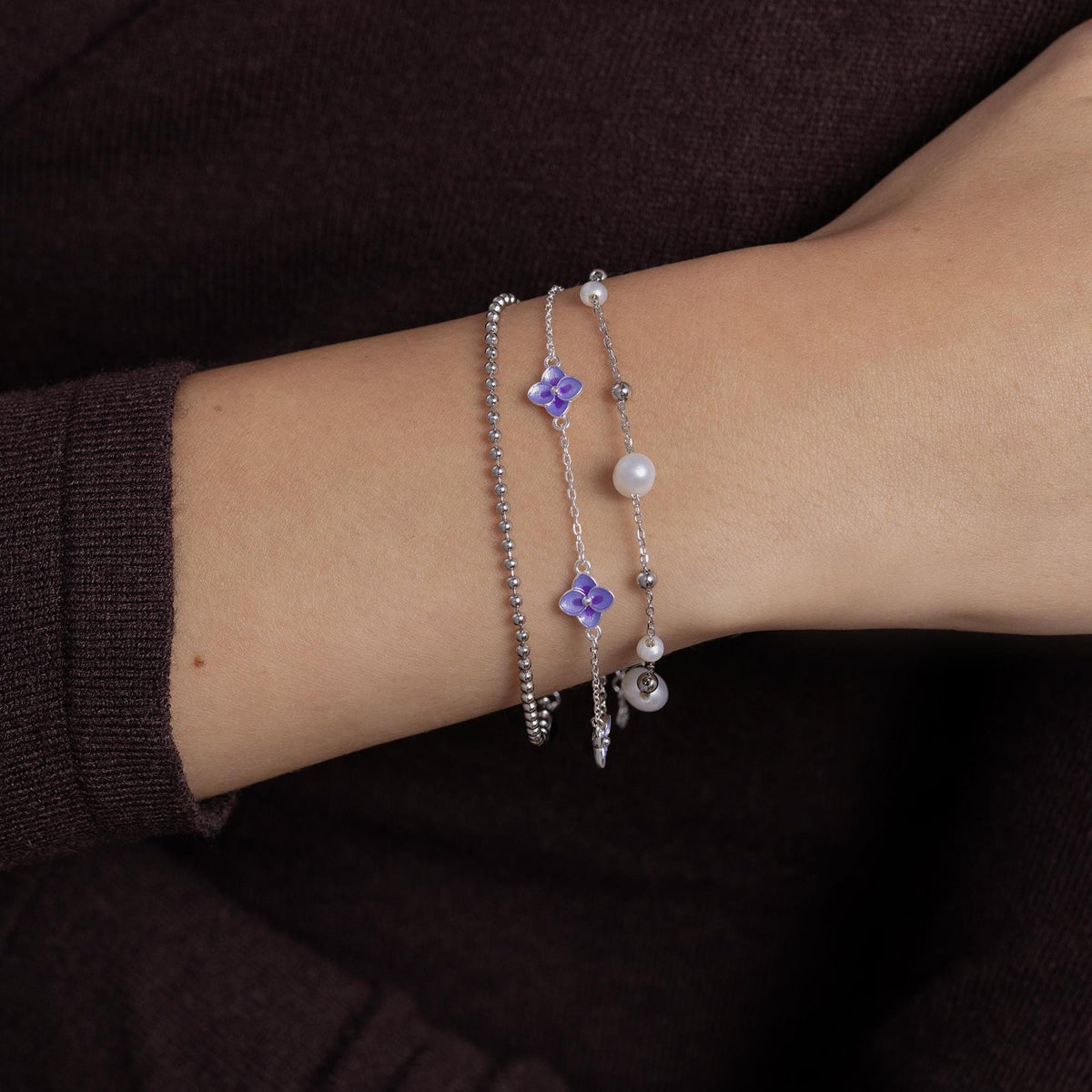 Freshwater Pearl and Silver Station Bracelet