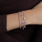 Sterling Silver Purple Enamel Hydrangea Flower Bracelet