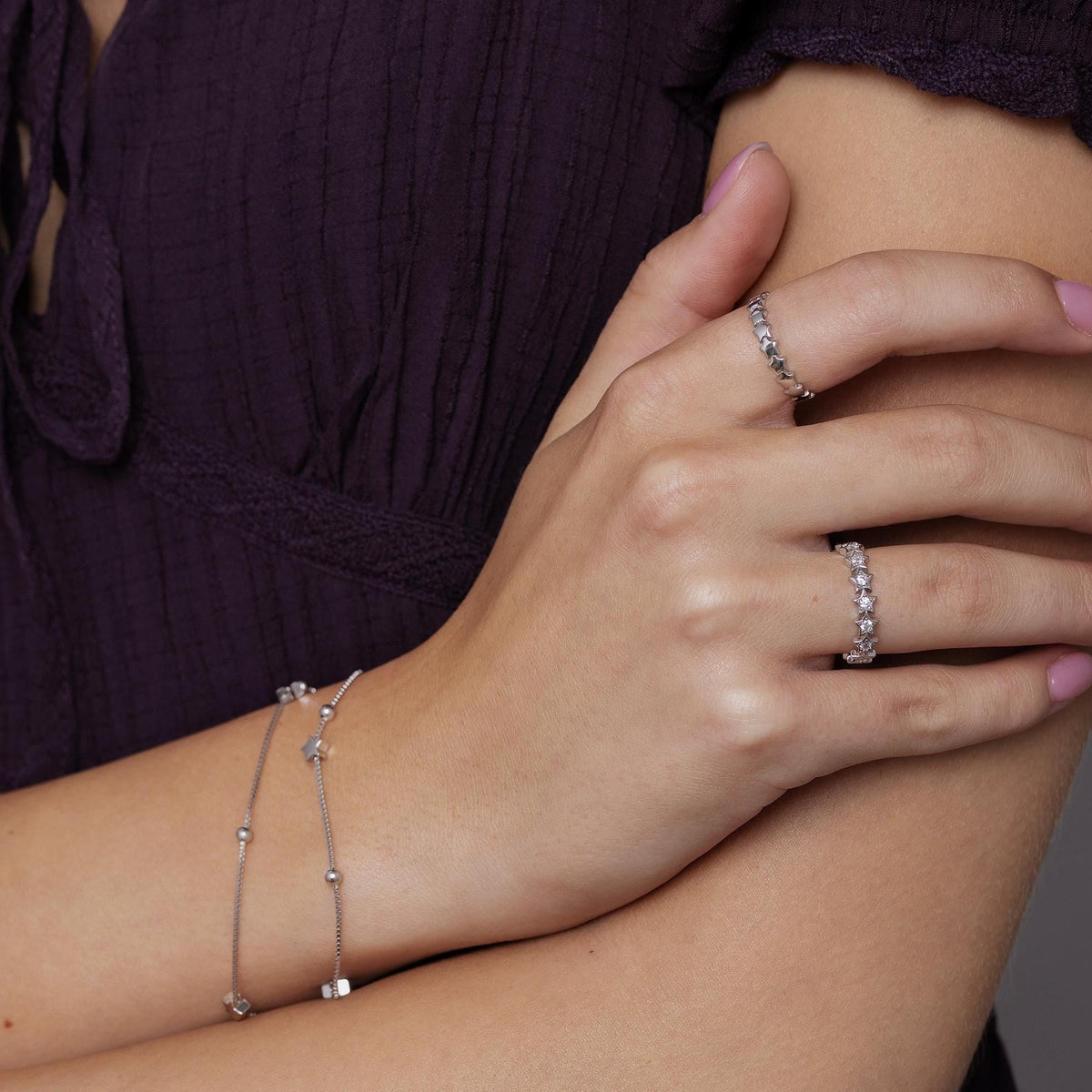 Sterling Silver Star Eternity Ring