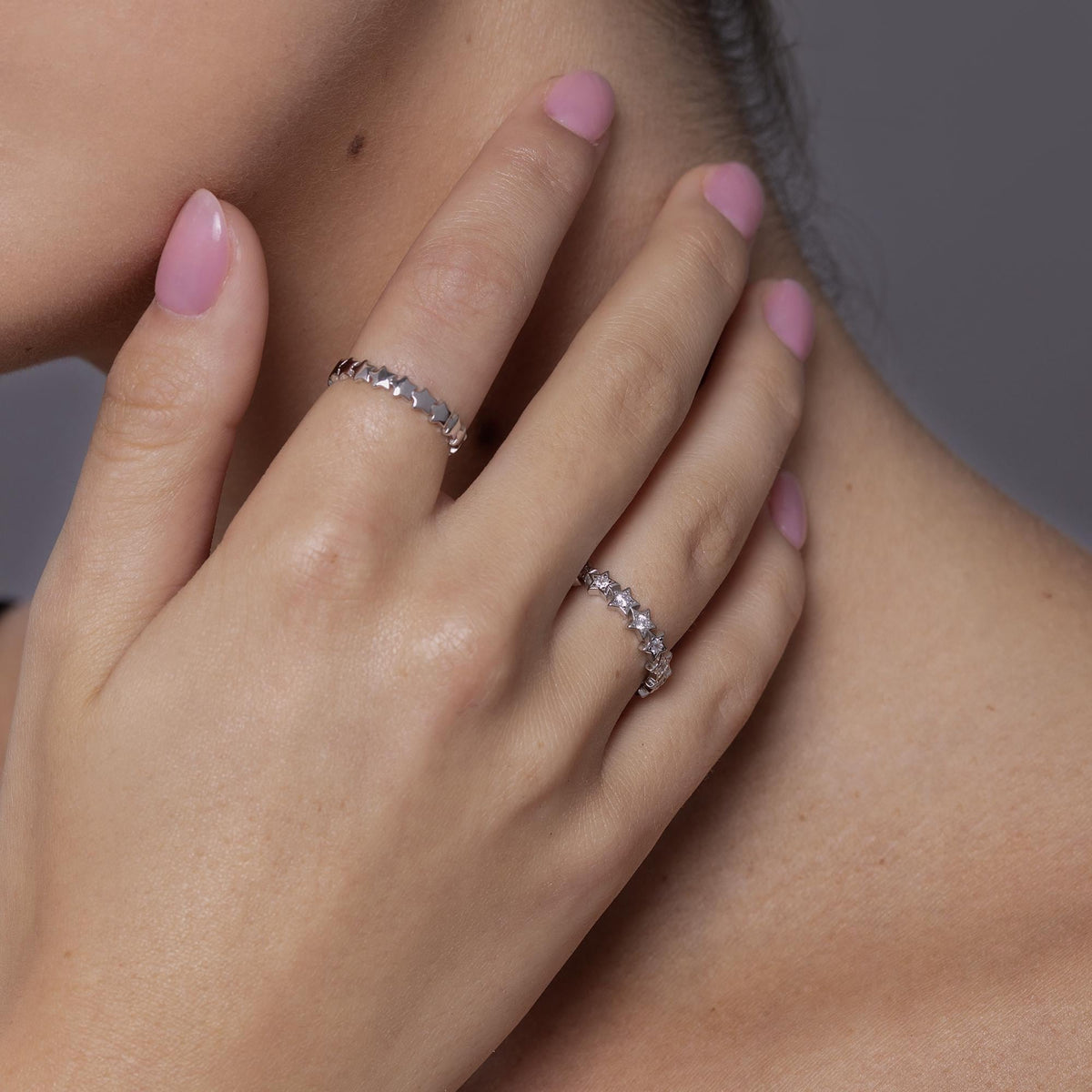 Sterling Silver Star Eternity Ring