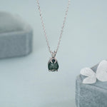 Sterling Silver Moss Agate Droplet Pendant Necklace
