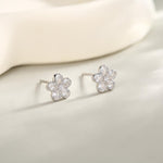 Tiny Flower CZ Stud Earrings in Sterling Silver, Forget Me Not Floral CZ Earrings, Silver or Gold, Flower CZ Earrings, Pear
