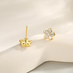 Tiny Flower CZ Stud Earrings in Sterling Silver, Forget Me Not Floral CZ Earrings, Silver or Gold, Flower CZ Earrings, Pear