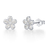 Tiny Flower CZ Stud Earrings in Sterling Silver, Forget Me Not Floral CZ Earrings, Silver or Gold, Flower CZ Earrings, Pear