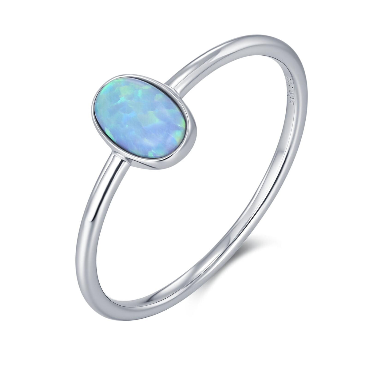 Blue Opal Oval Gemstone Ring