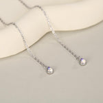 Sterling Silver Aurora Moonstone Droplet Ear Threader Earrings