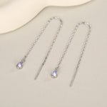 Sterling Silver Aurora Moonstone Droplet Ear Threader Earrings