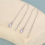Sterling Silver Moonstone Droplet Ear Threader Earrings