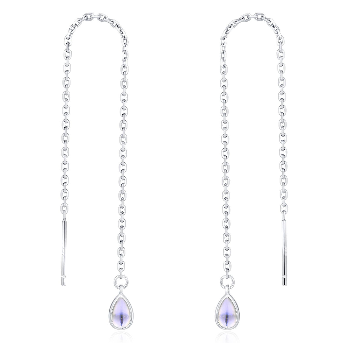 Sterling Silver Moonstone Droplet Ear Threader Earrings