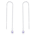 Sterling Silver Moonstone Droplet Ear Threader Earrings