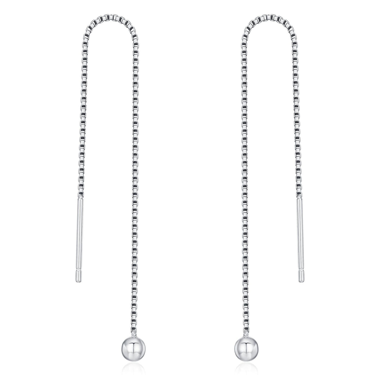 Minimalist Ball Threaders Earrings in Sterling Silver, 8cm Ball Ear Threaders, Silver, Gold or Rose Gold