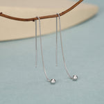 Minimalist Ball Threaders Earrings in Sterling Silver, 8cm Ball Ear Threaders, Silver, Gold or Rose Gold