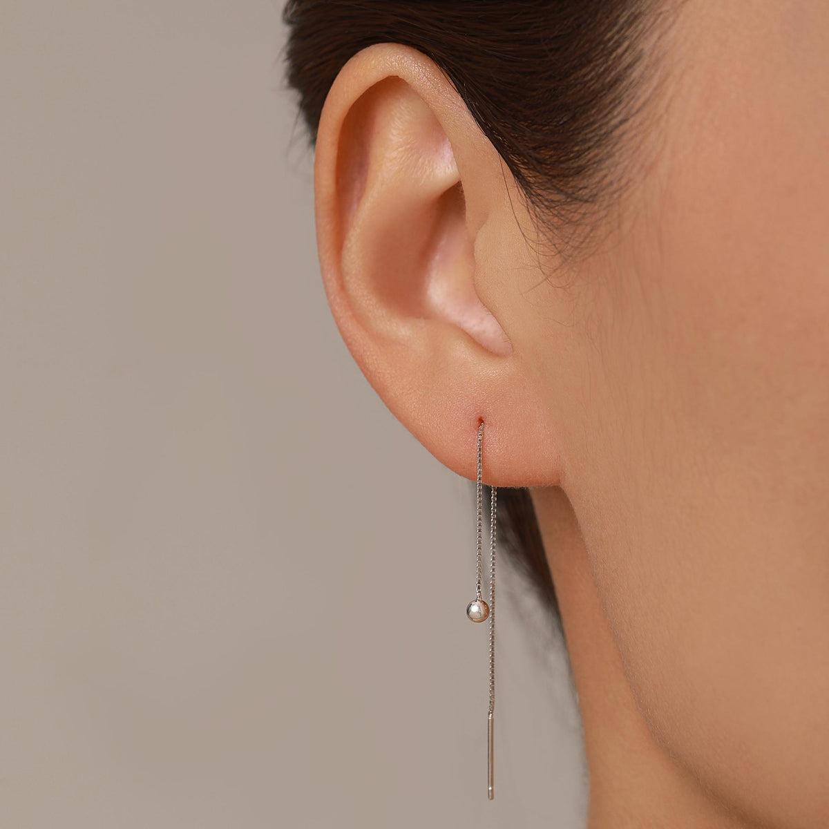 Minimalist Ball Threaders Earrings in Sterling Silver, 8cm Ball Ear Threaders, Silver, Gold or Rose Gold