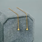 Minimalist Ball Threaders Earrings in Sterling Silver, 8cm Ball Ear Threaders, Silver, Gold or Rose Gold