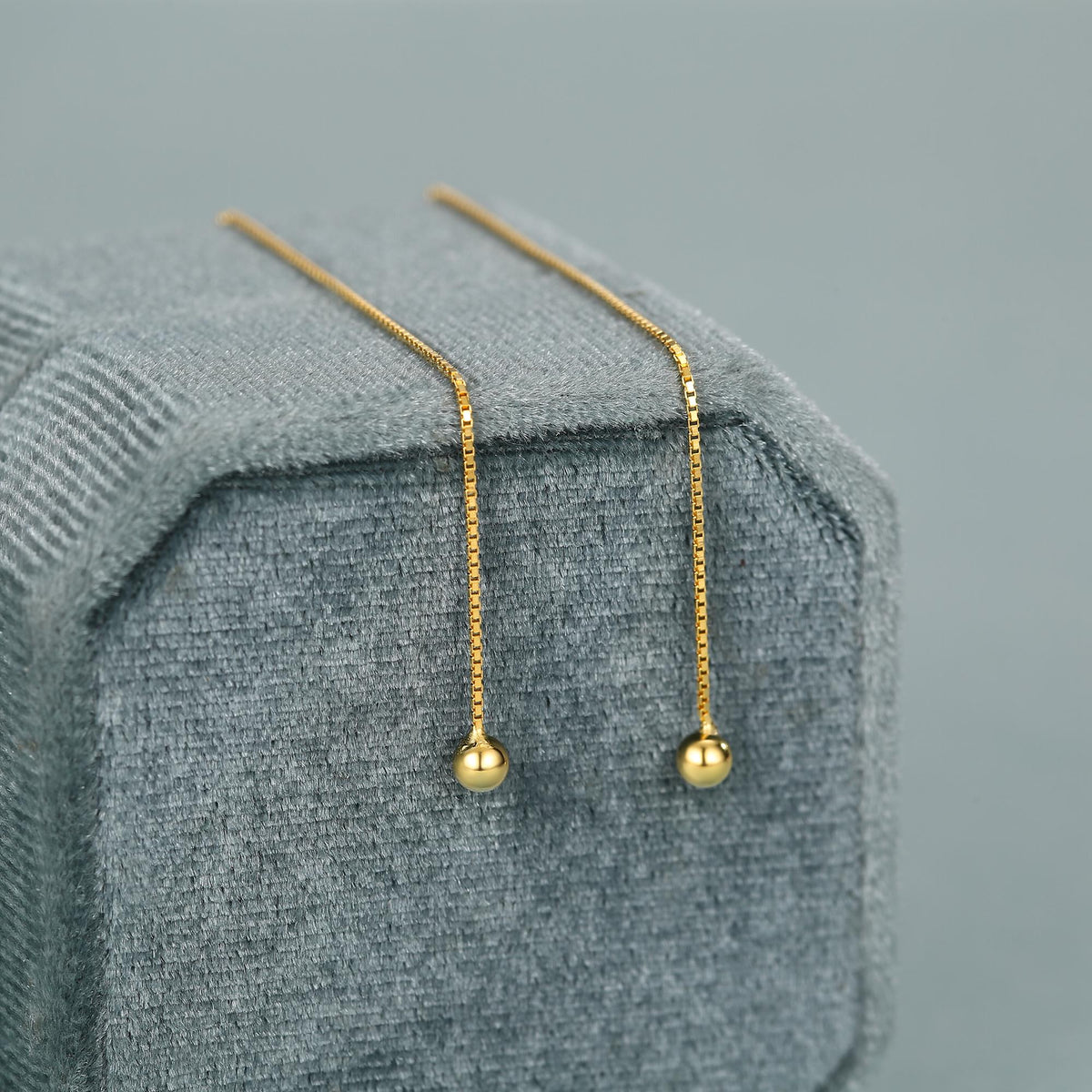 Minimalist Ball Threaders Earrings in Sterling Silver, 8cm Ball Ear Threaders, Silver, Gold or Rose Gold