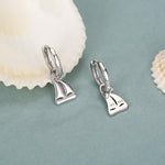 Detachable Sailing Boat Charm Huggie Hoop Earrings